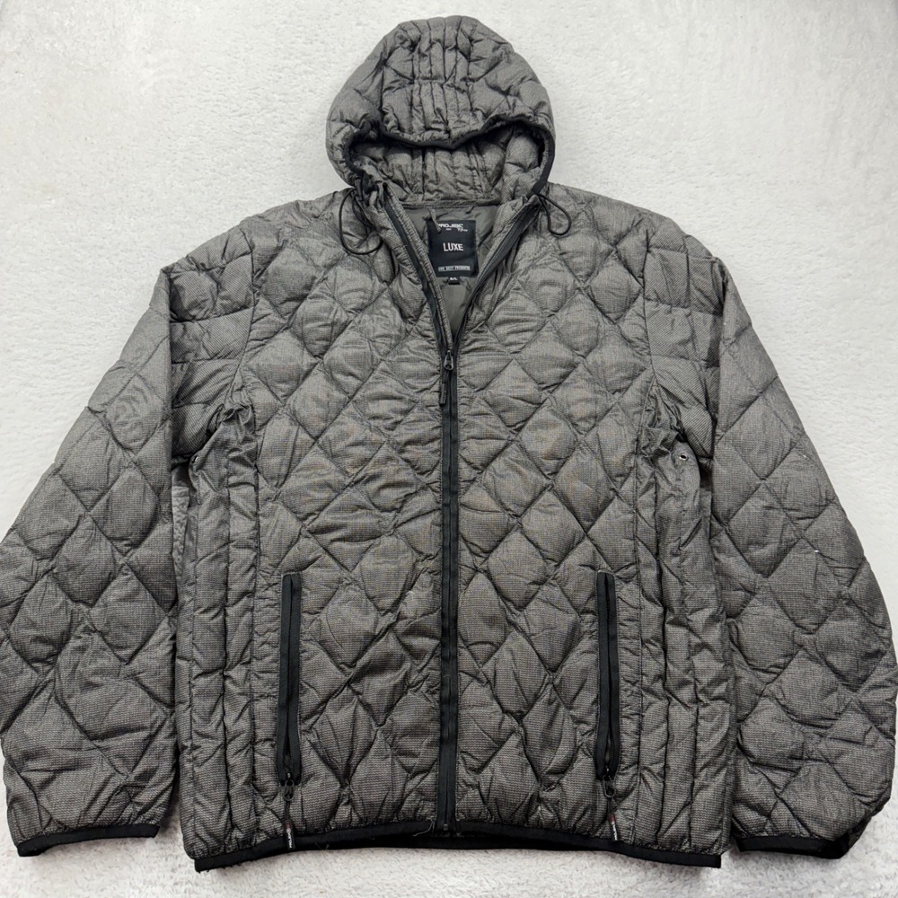 Projek Raw Luxe Womens Gray Quilted Down Hooded Puffer Jacket Size Large‎ 127543